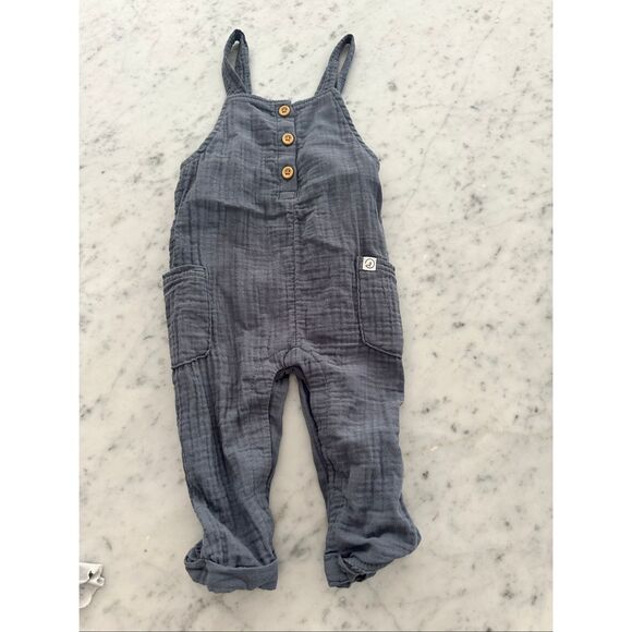 One planet organic linen overalls boys sz 9 months - Picture 1 of 7